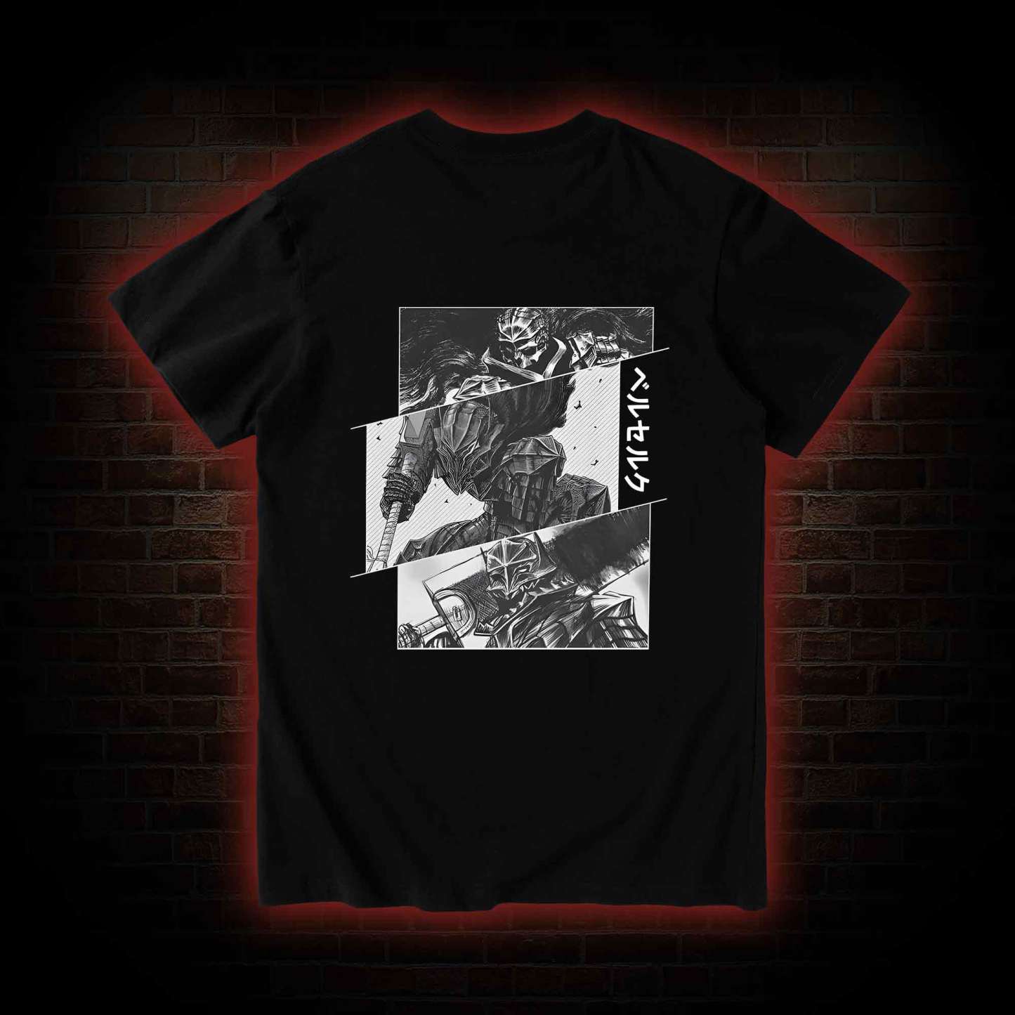 Black Swordsman Back Print T-Shirt