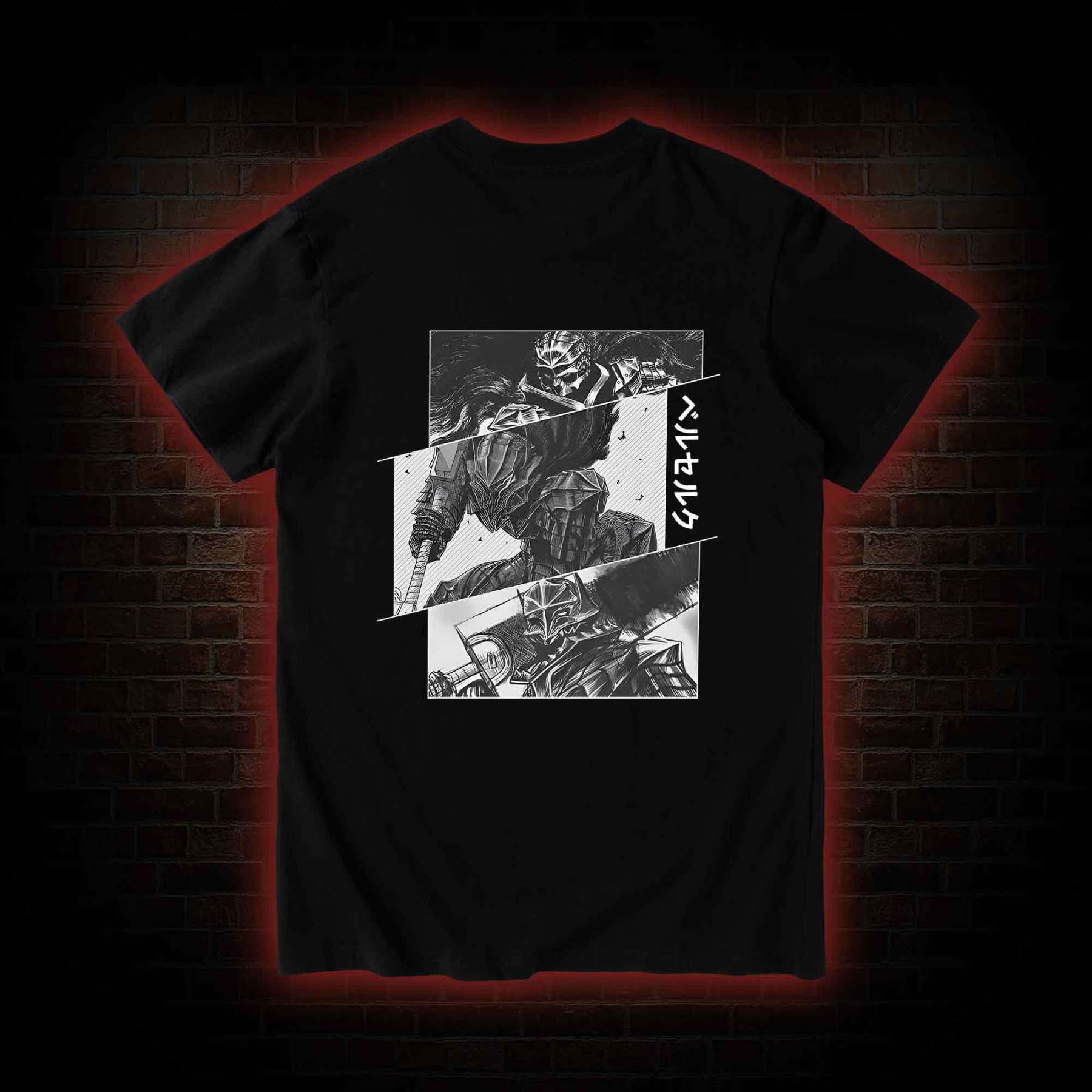 Black Swordsman Back Print T-Shirt