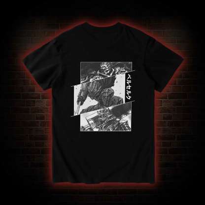 Black Swordsman Back Print T-Shirt