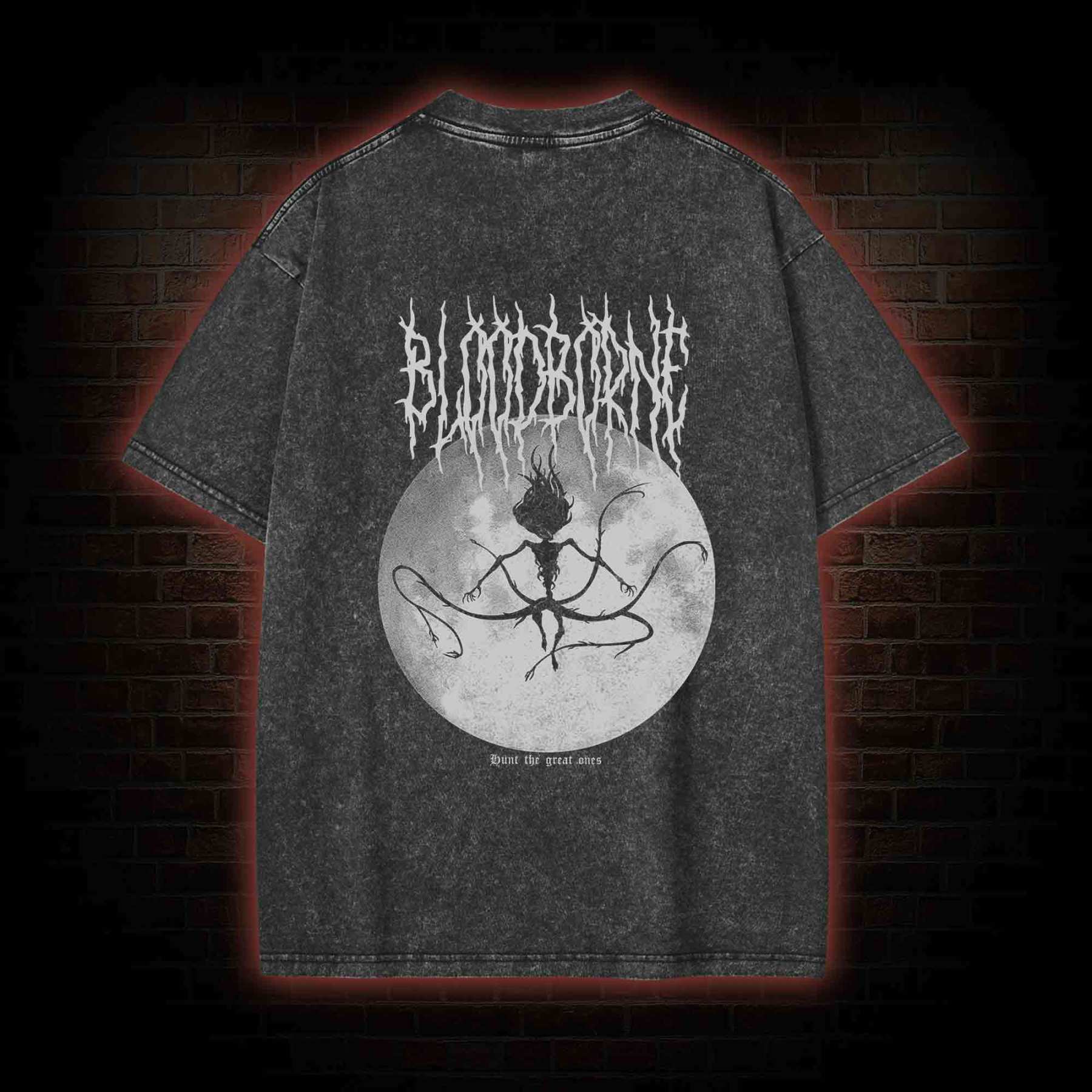 Hunt The Great Ones Back Print Washed T-shirt