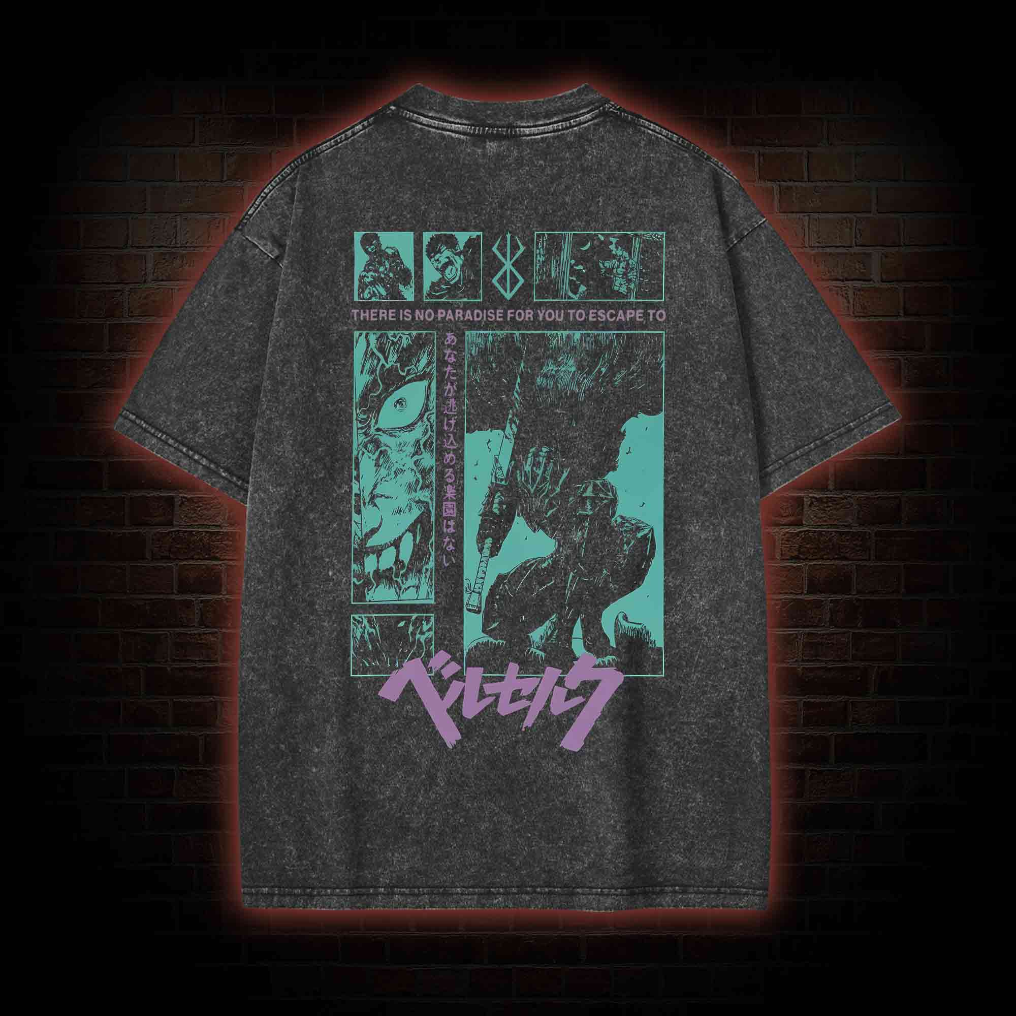 Struggler's Arm Back Print Washed T-shirt