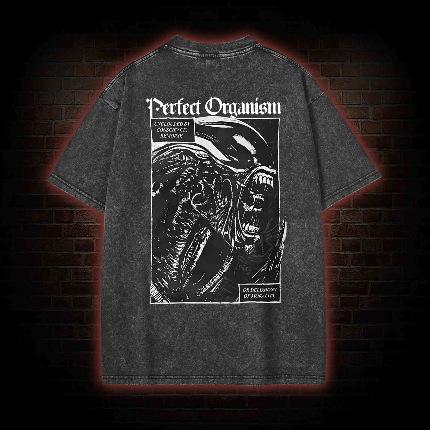 Alien Perfect Organism Back Print Washed T-shirt