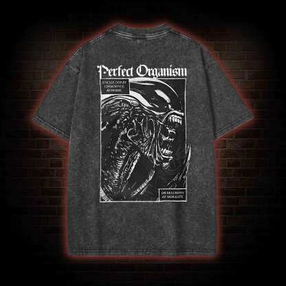 Alien Perfect Organism Back Print Washed T-shirt