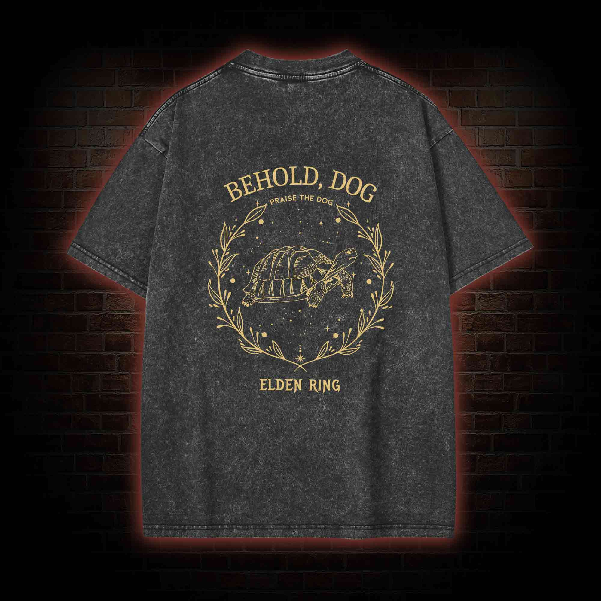 Behold Dog Back Print Washed T-shirt