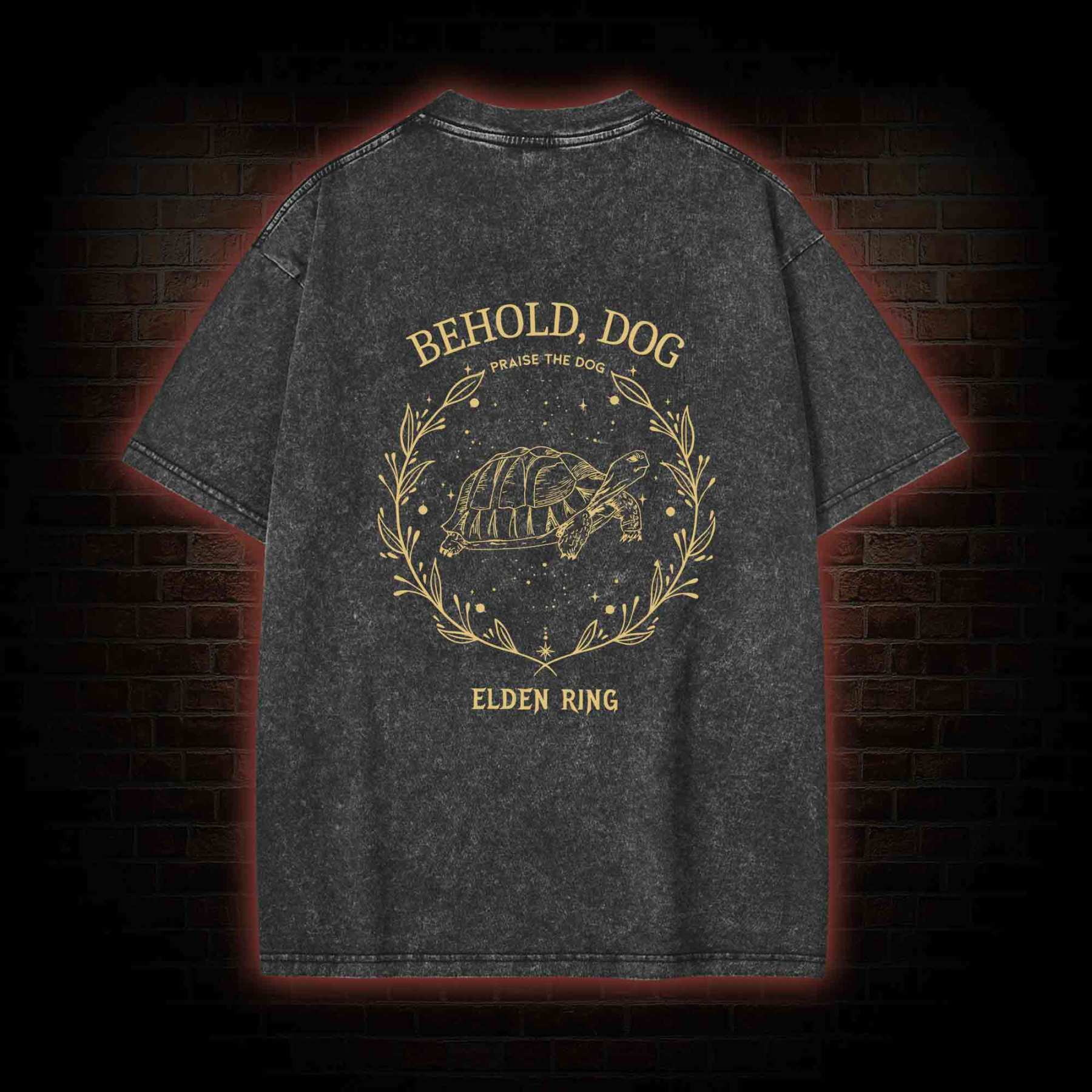 Behold Dog Back Print Washed T-shirt