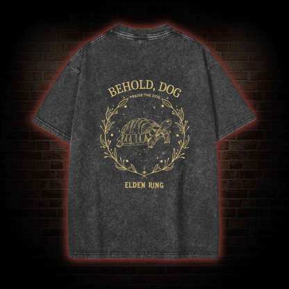 Behold Dog Back Print Washed T-shirt