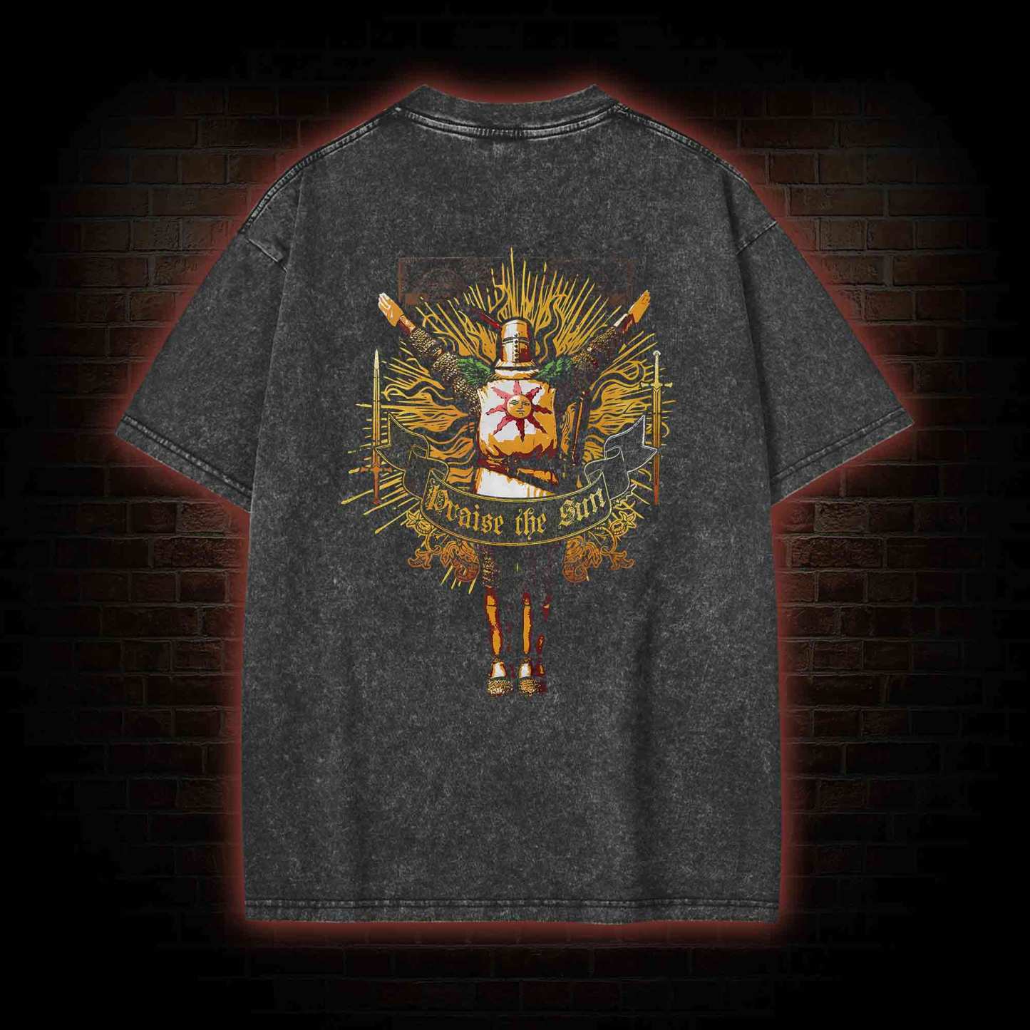 Praise the Sun Back Print Washed T-shirt