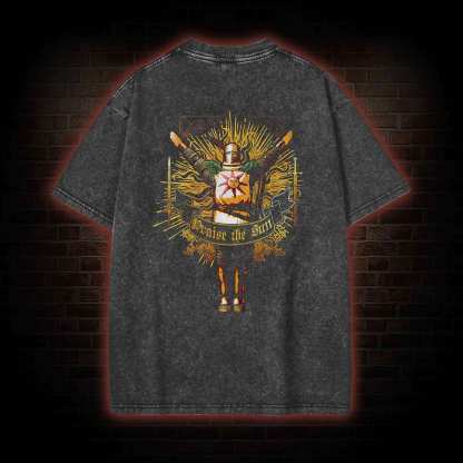 Praise the Sun Back Print Washed T-shirt