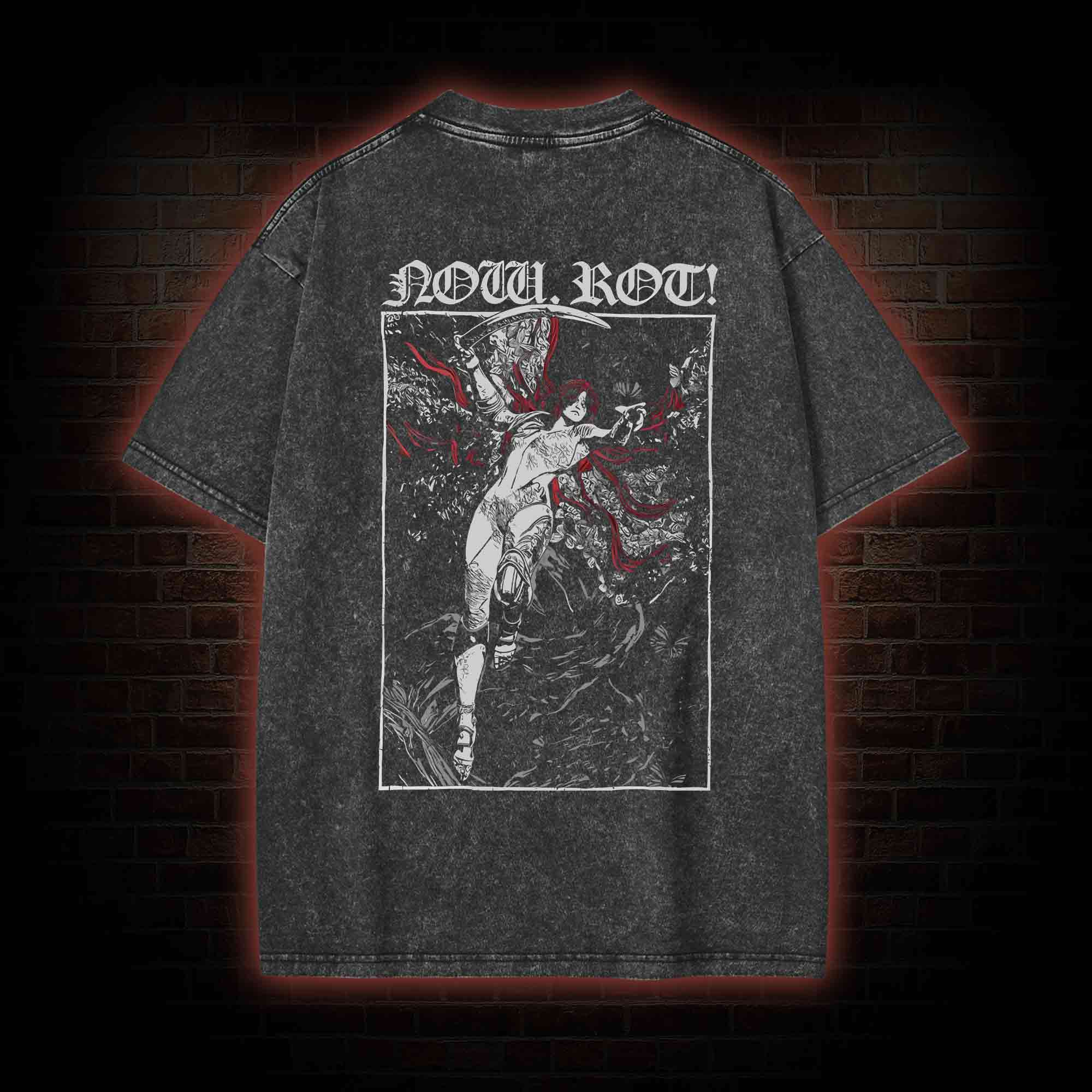 Now Rot Back Print Washed T-shirt