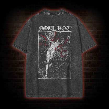 Now Rot Back Print Washed T-shirt