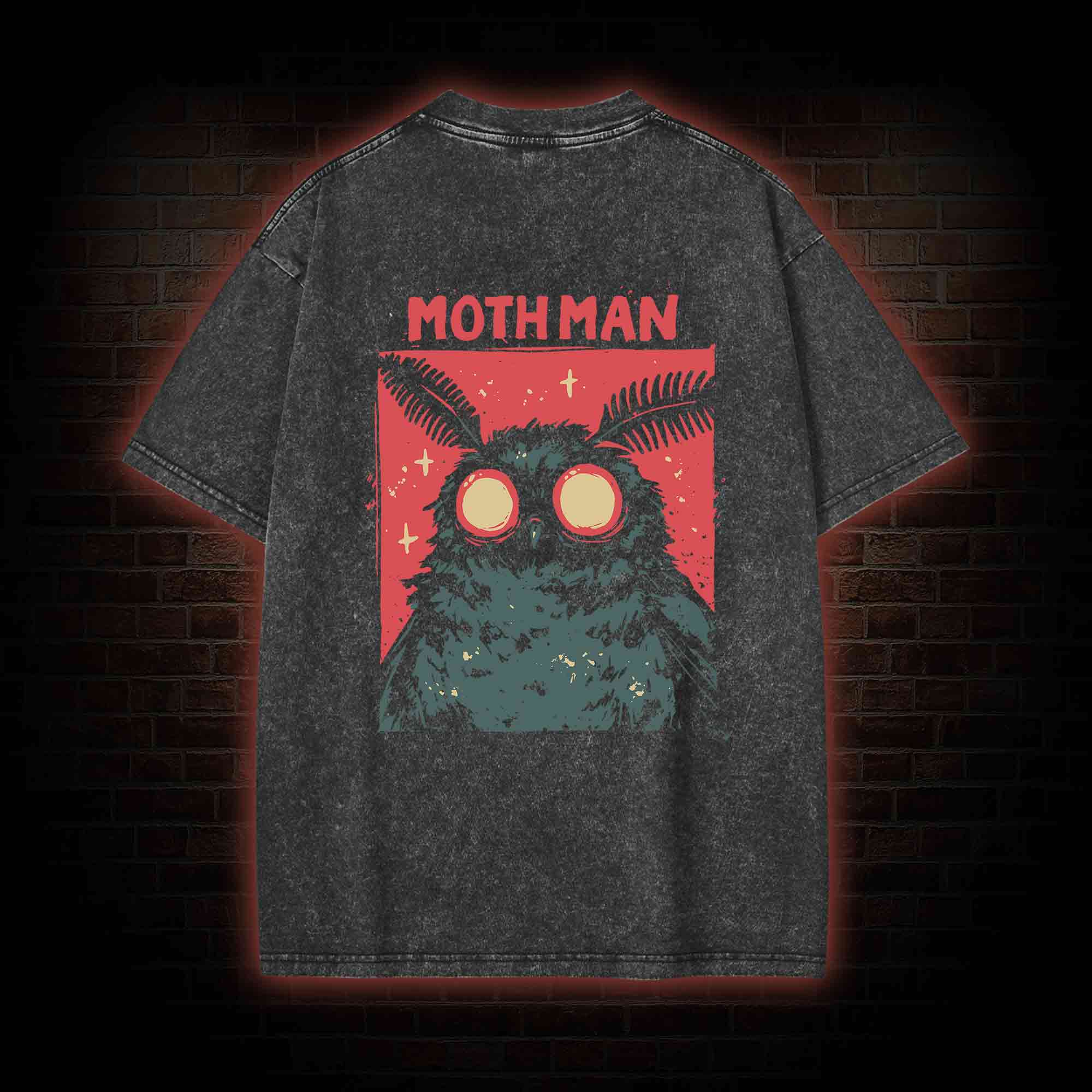 Cryptid Mothman Back Print Washed T-shirt