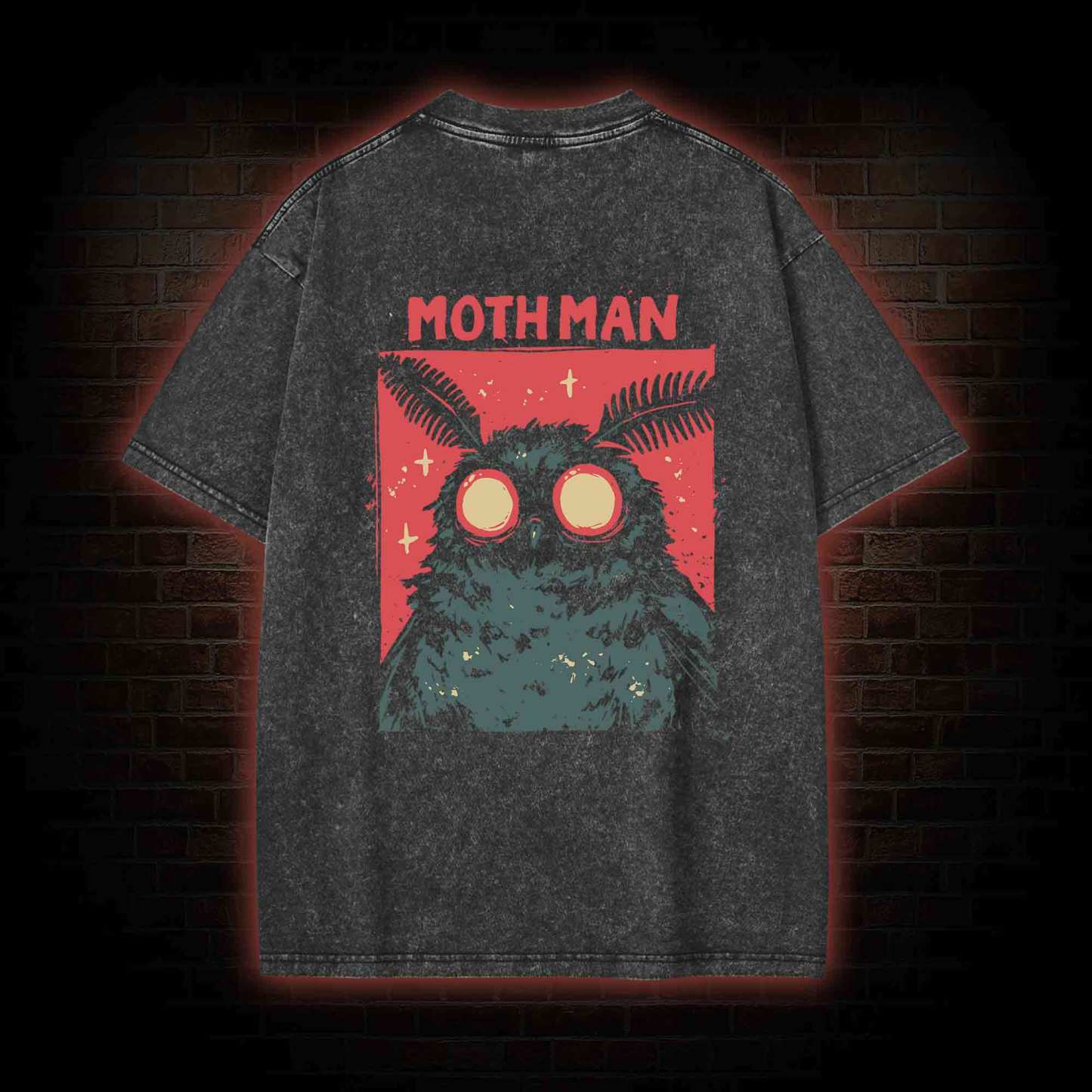 Cryptid Mothman Back Print Washed T-shirt