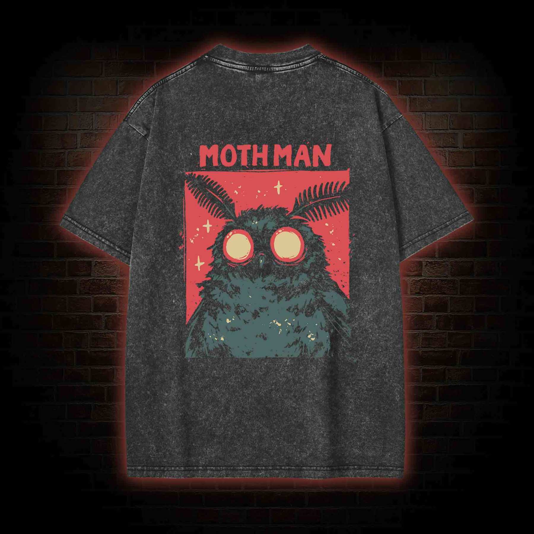 Cryptid Mothman Back Print Washed T-shirt