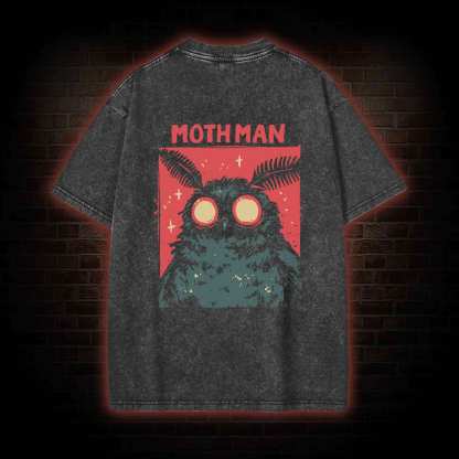 Cryptid Mothman Back Print Washed T-shirt