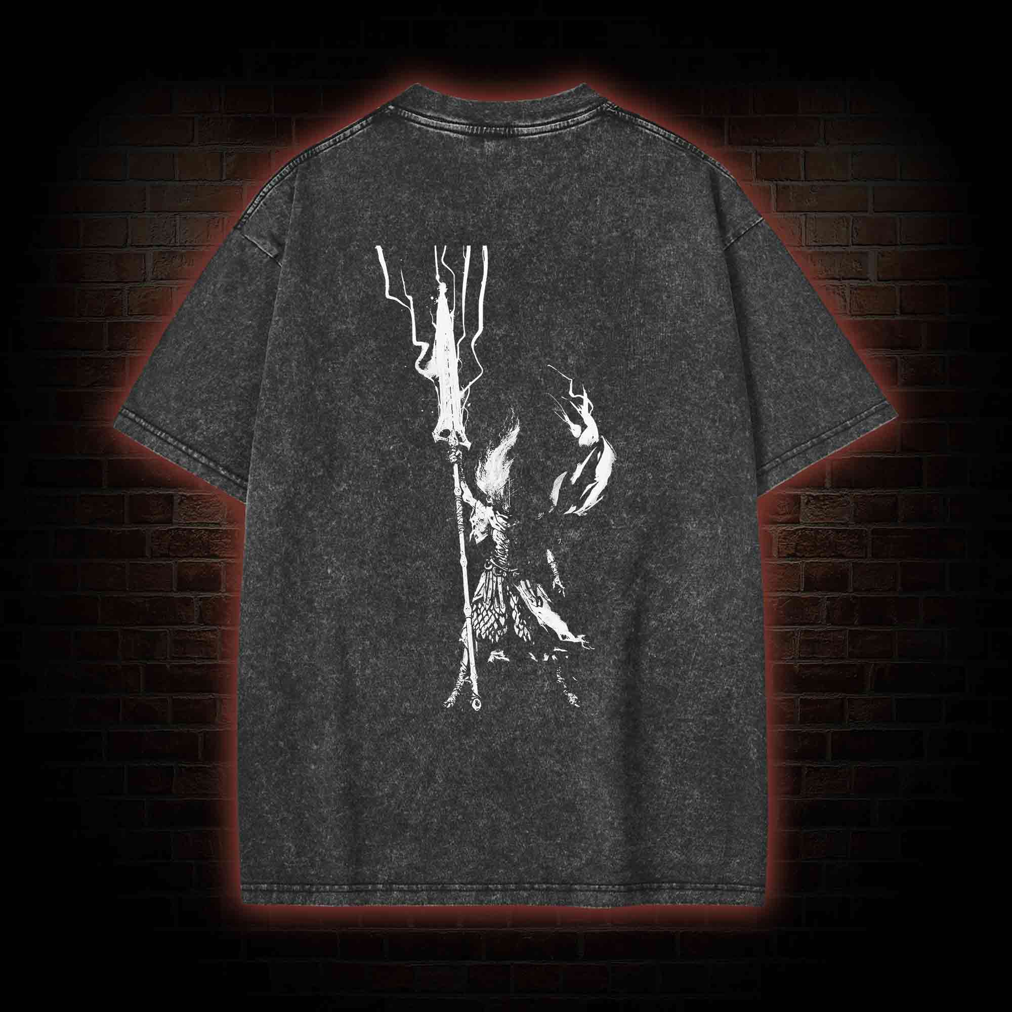 King of the Storm Back Print Washed T-shirt