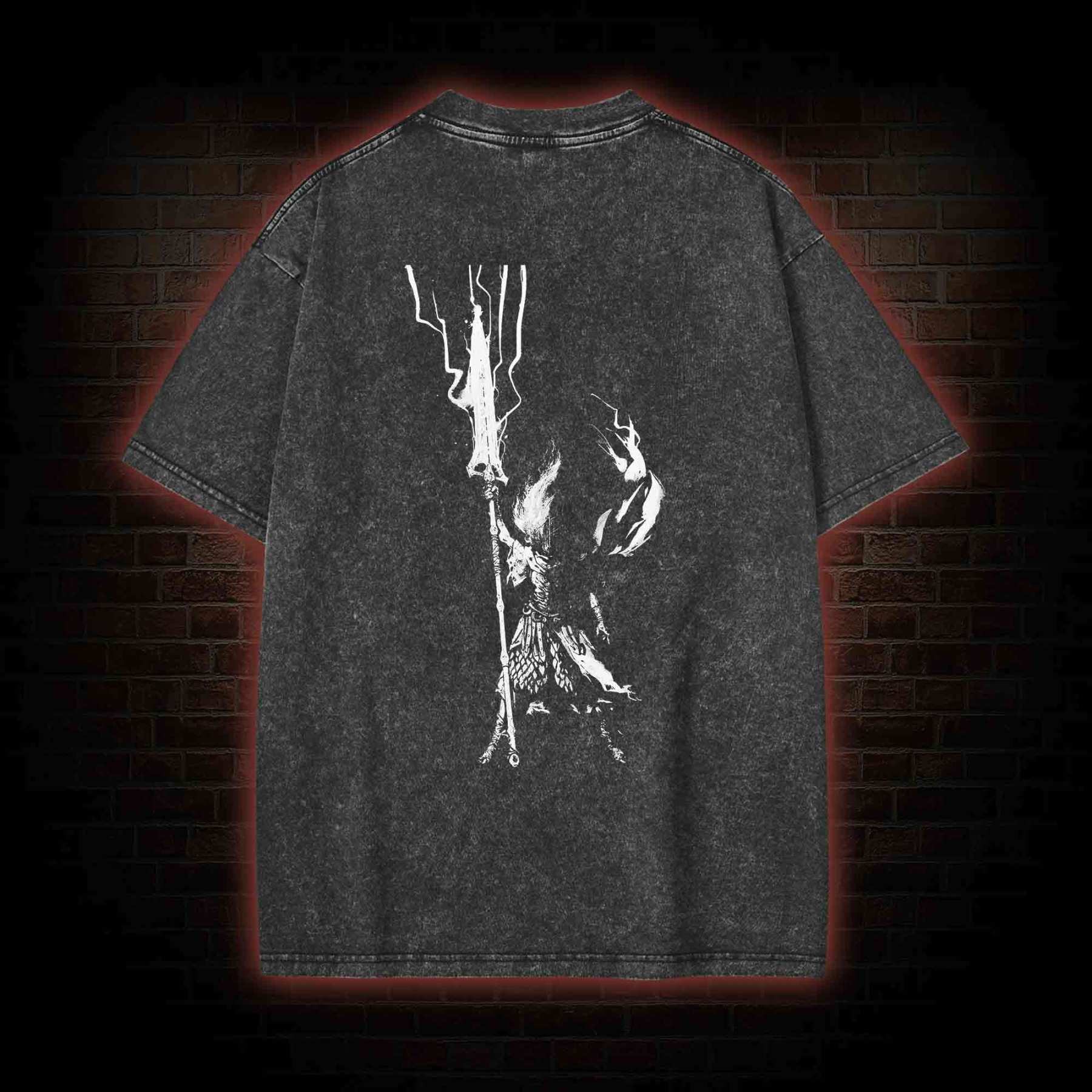 King of the Storm Back Print Washed T-shirt