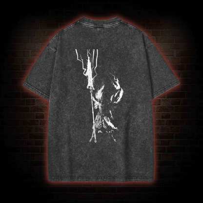 King of the Storm Back Print Washed T-shirt