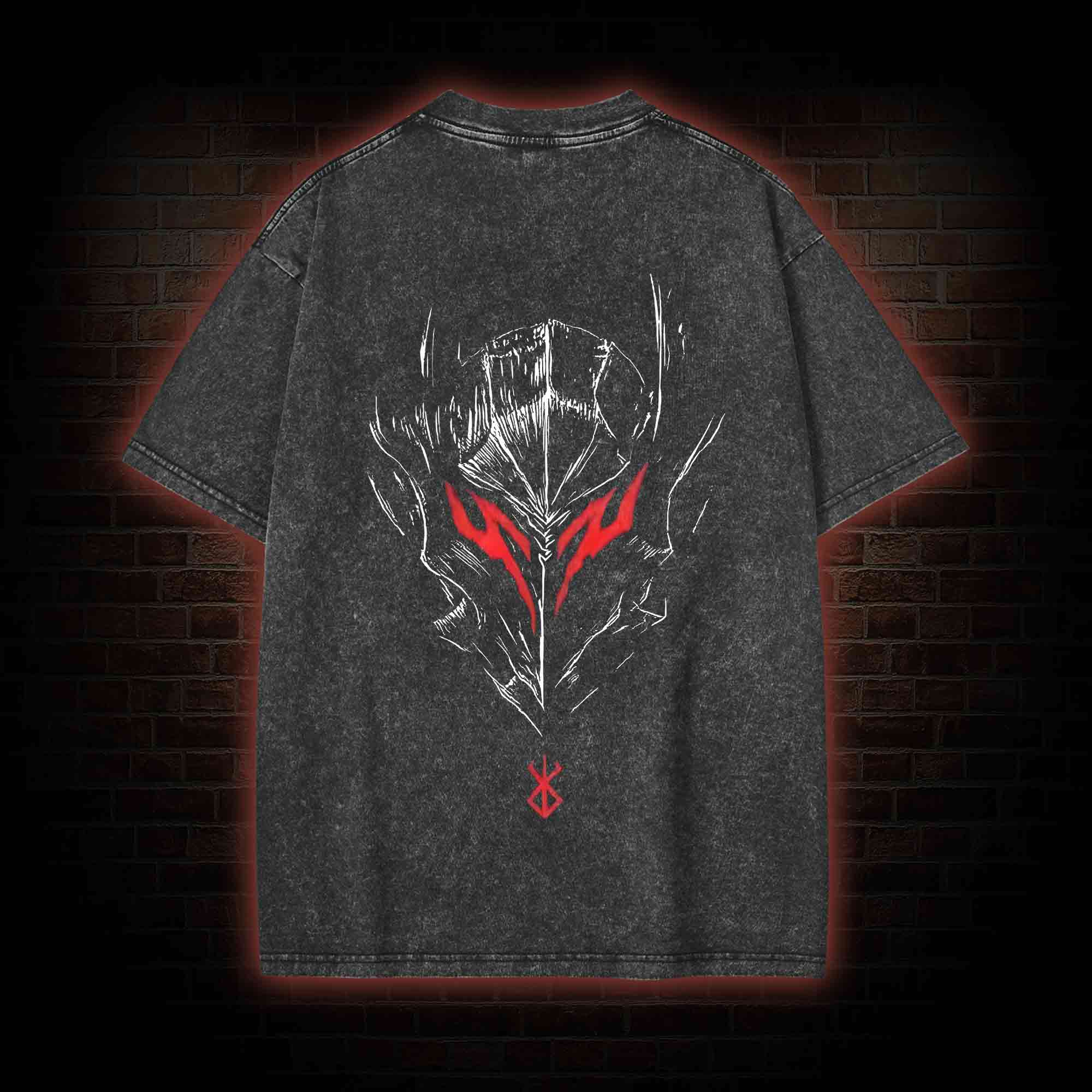Berserker Mask Back Print Washed T-shirt