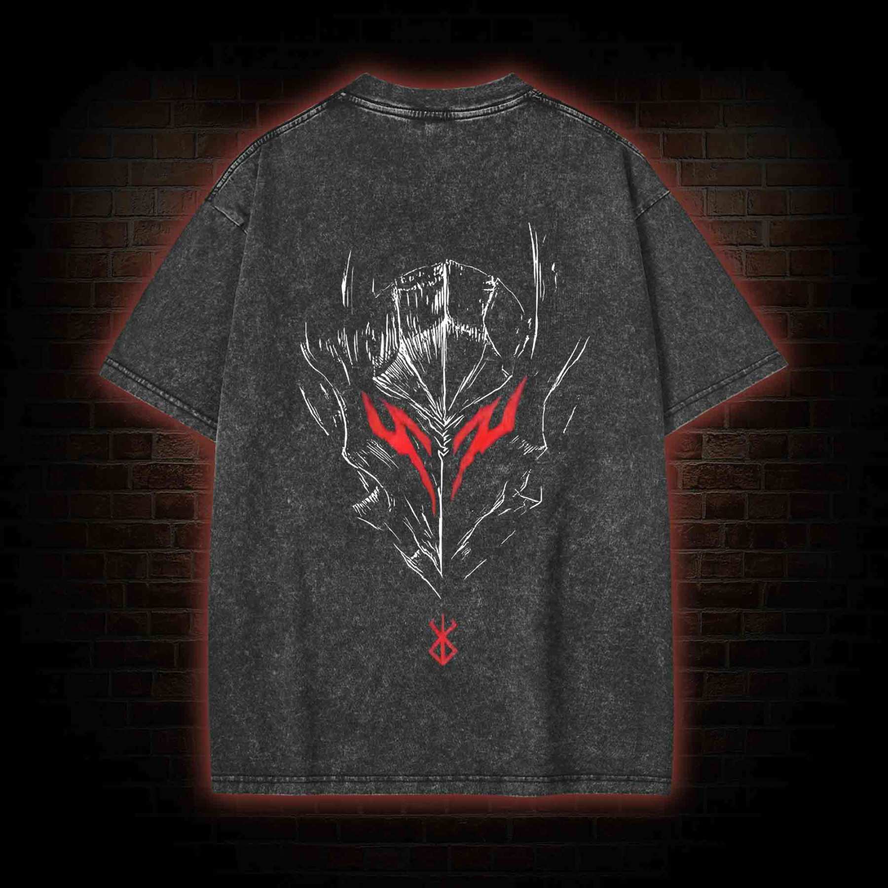 Berserker Mask Back Print Washed T-shirt