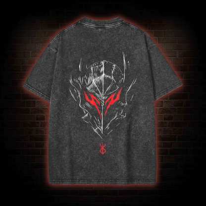 Berserker Mask Back Print Washed T-shirt