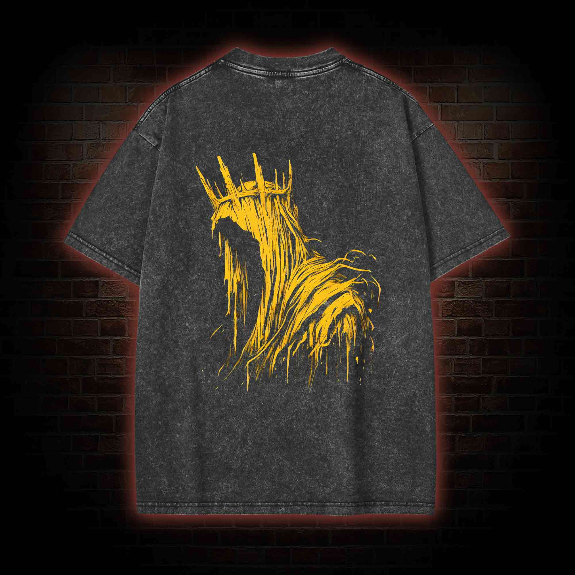 The King in Yellow Cthulhu Back Print Washed T-shirt