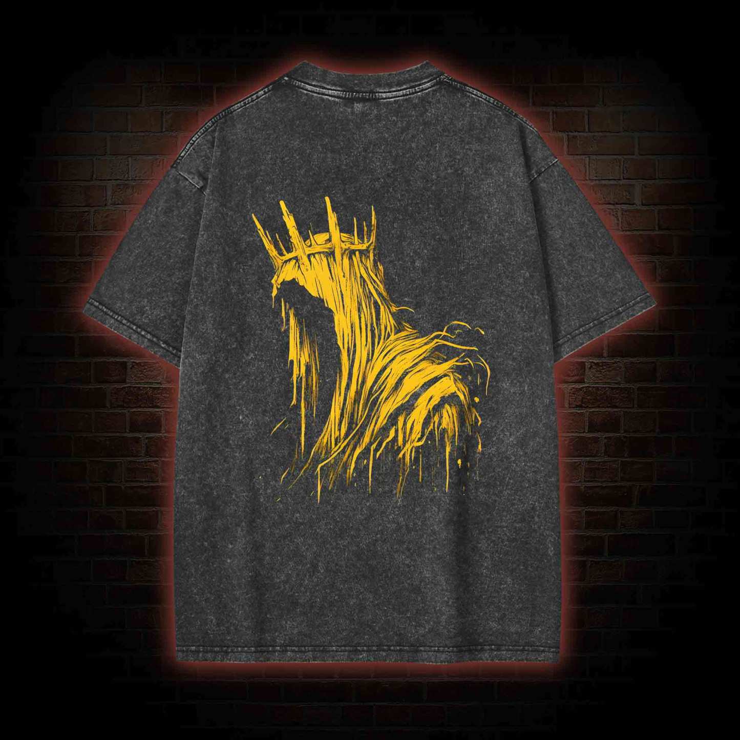 The King in Yellow Cthulhu Back Print Washed T-shirt