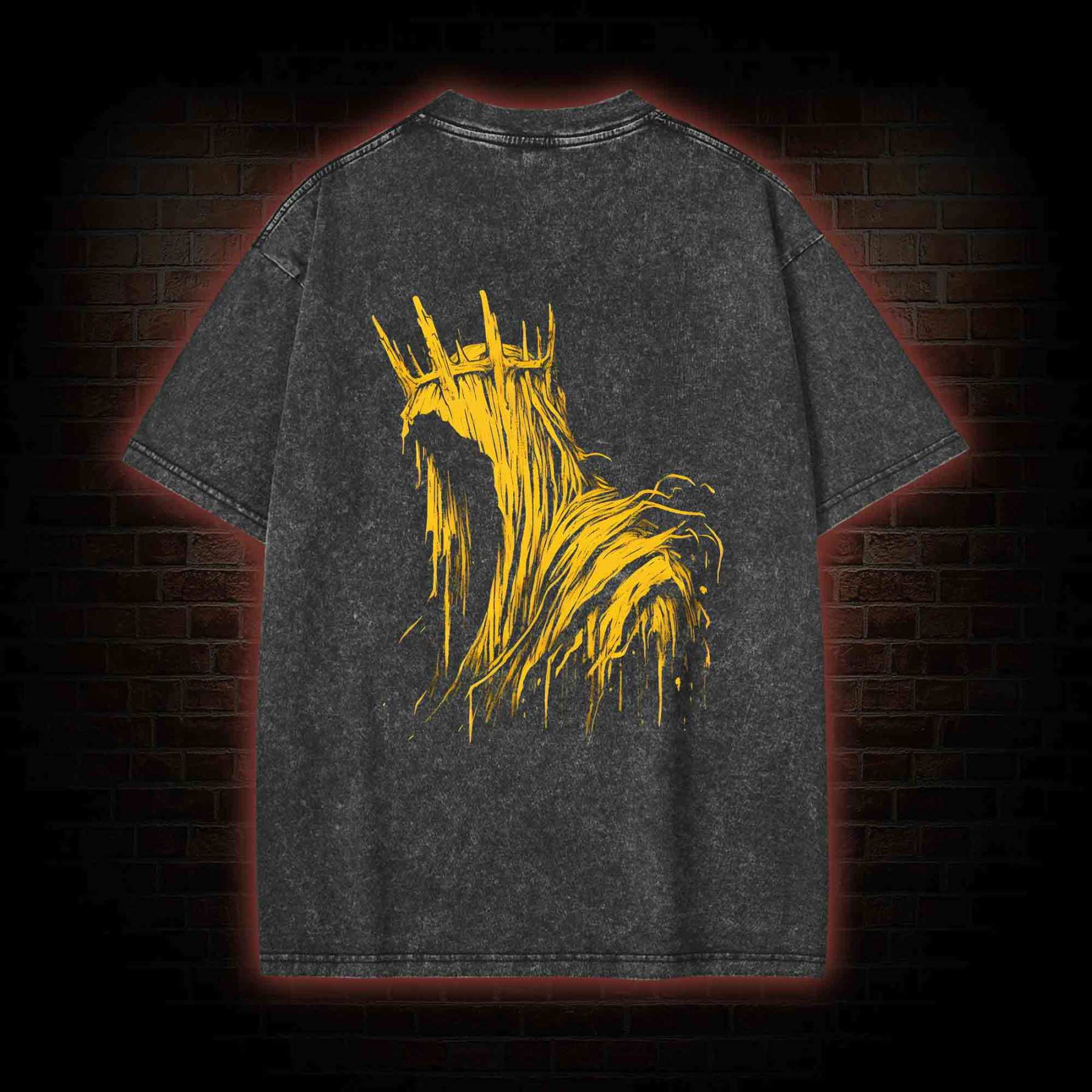 The King in Yellow Cthulhu Back Print Washed T-shirt