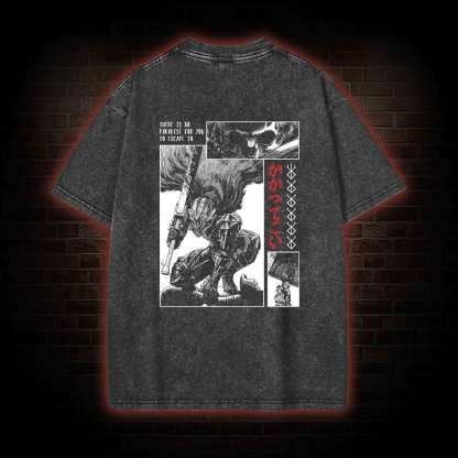 To Wield A Sword is to be Alive Back Print Washed T-shirt