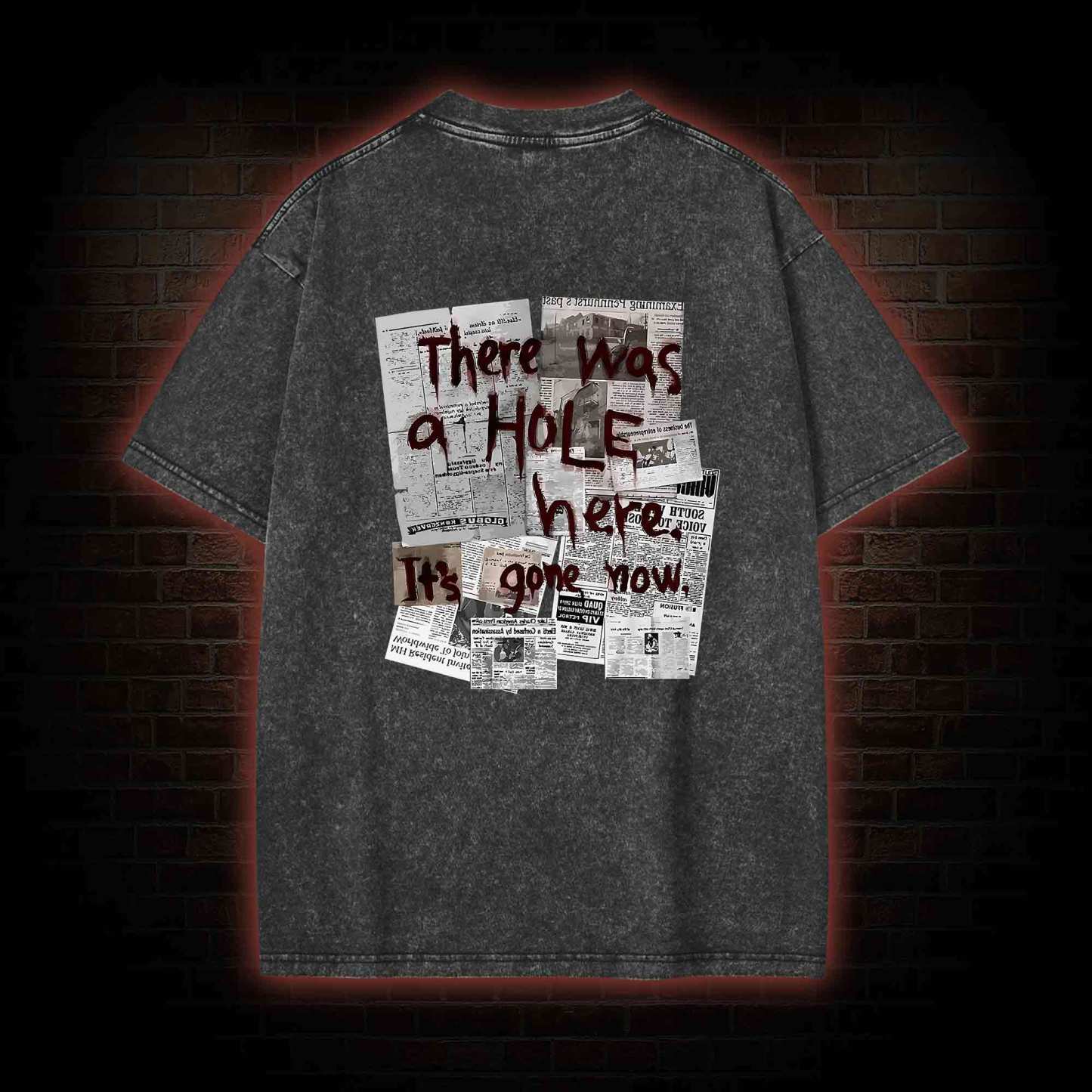 There Was a Hole Back Print Washed T-shirt