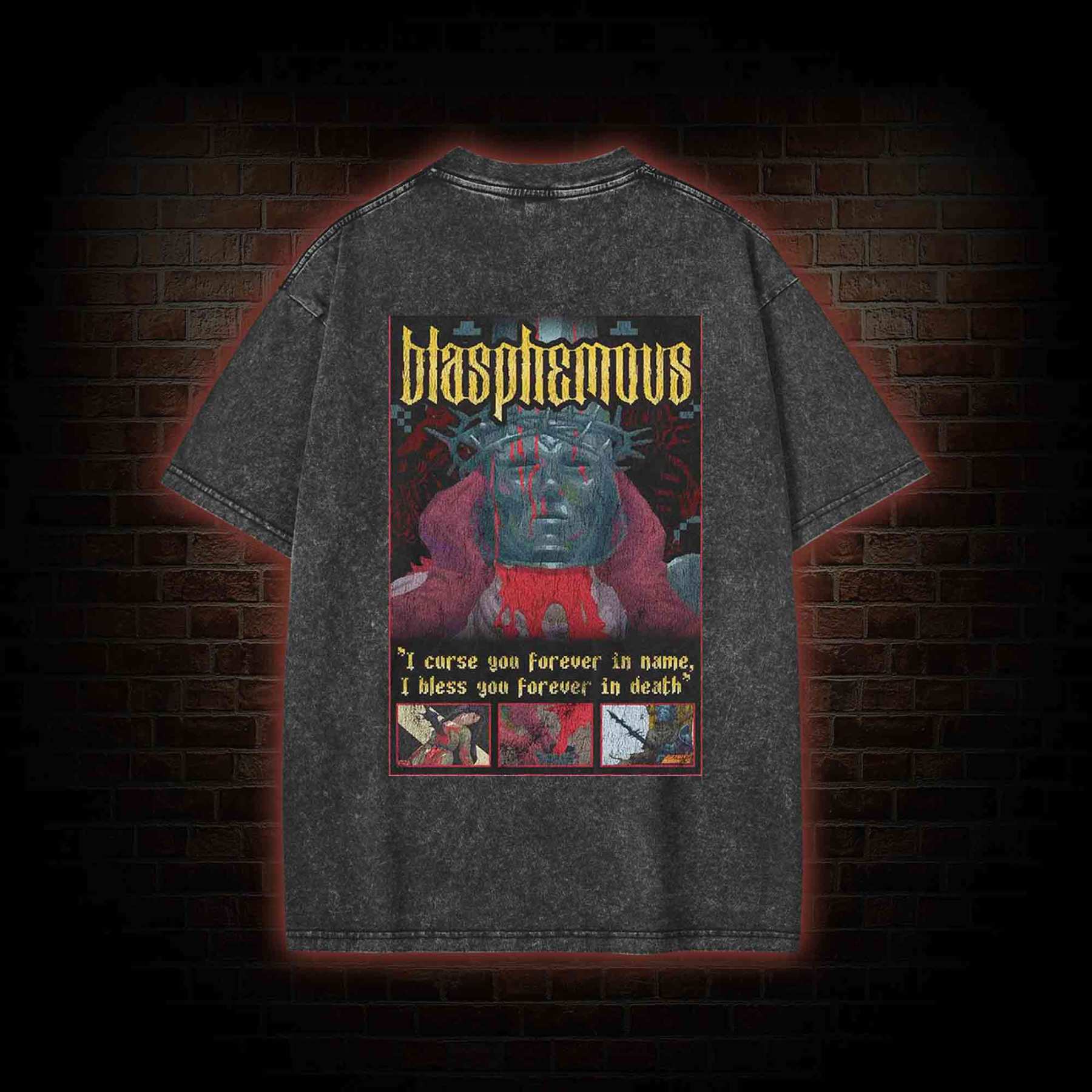 I Bless You Forever in Death Back Print Washed T-shirt