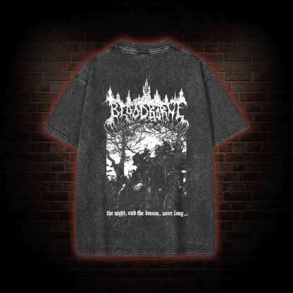 The Night and The Dream were Long Back Print Washed T-shirt