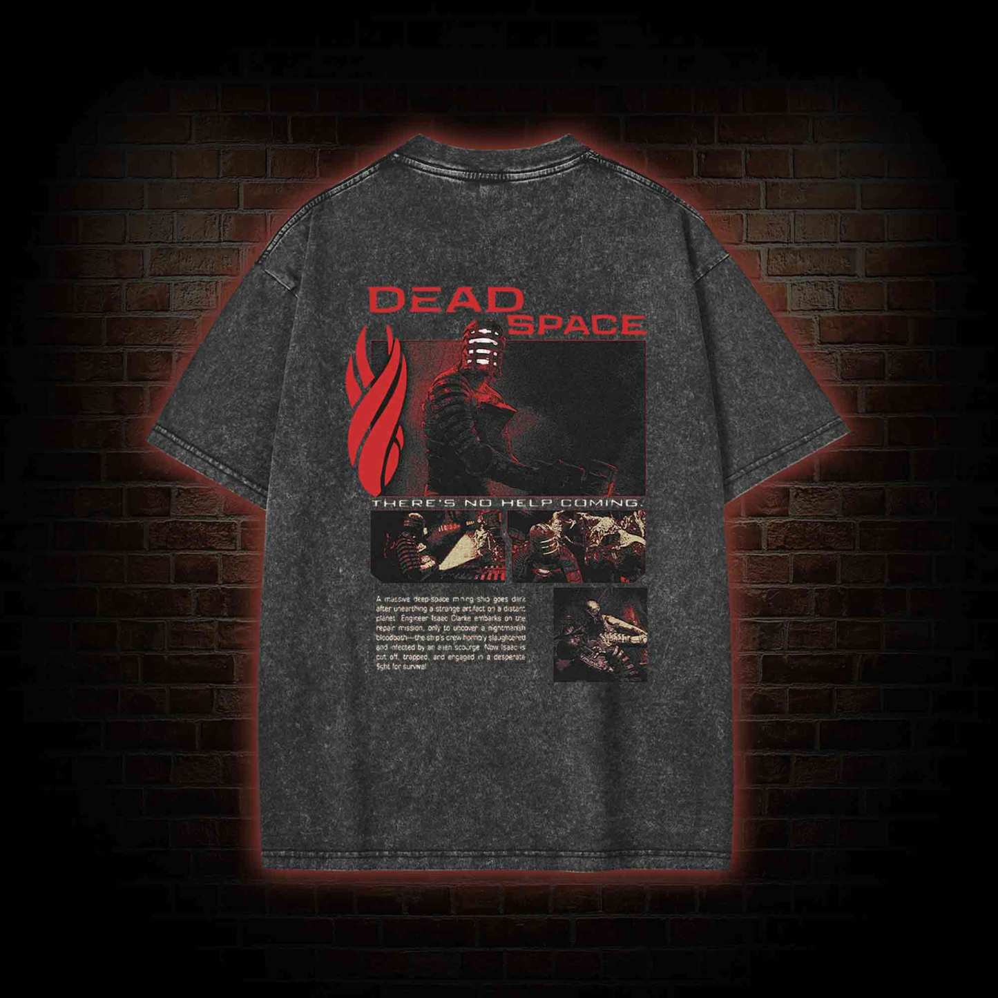 There's No Help Coming back print Washed T-shirt