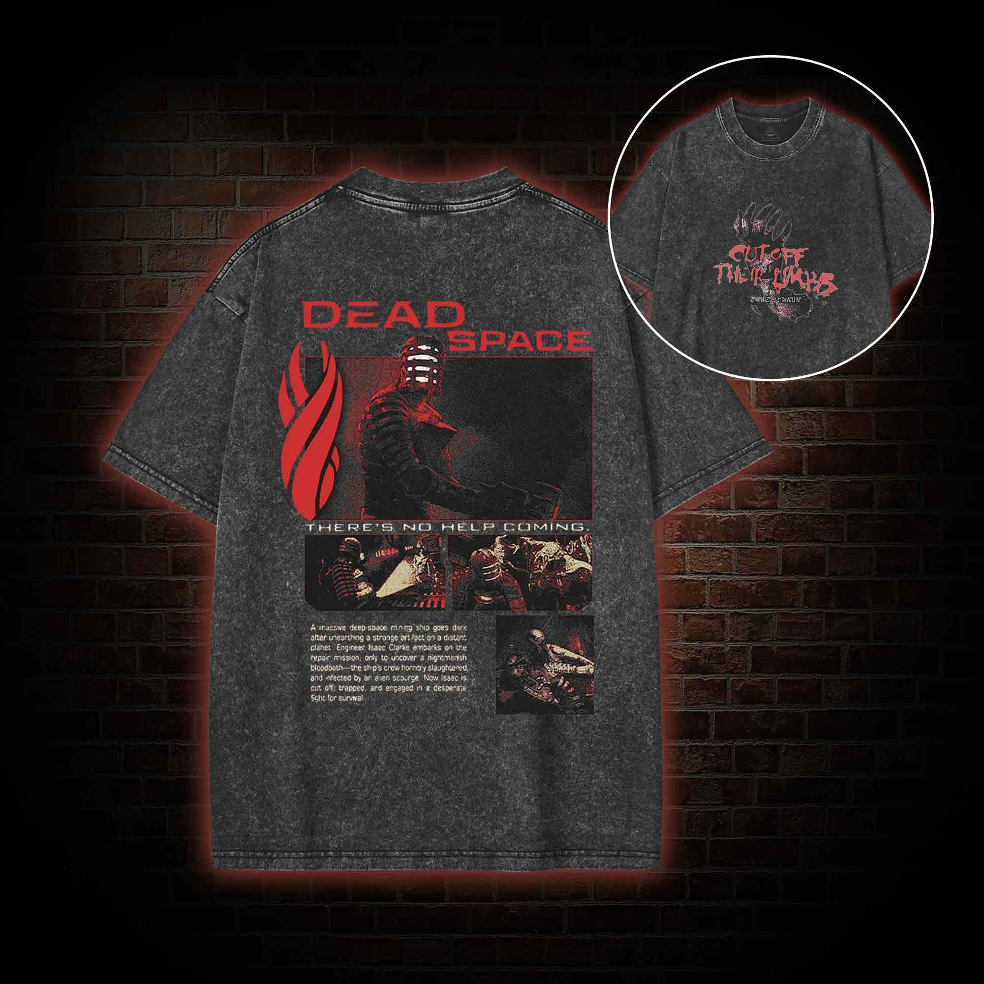 There's No Help Coming back print Washed T-shirt