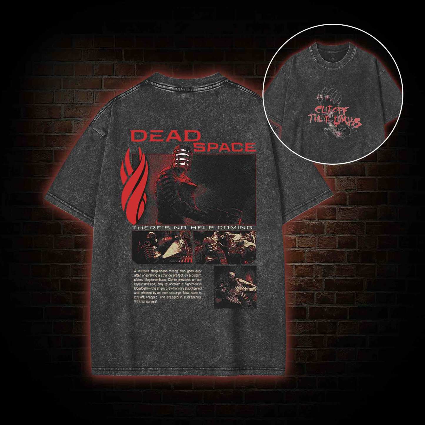 There's No Help Coming back print Washed T-shirt