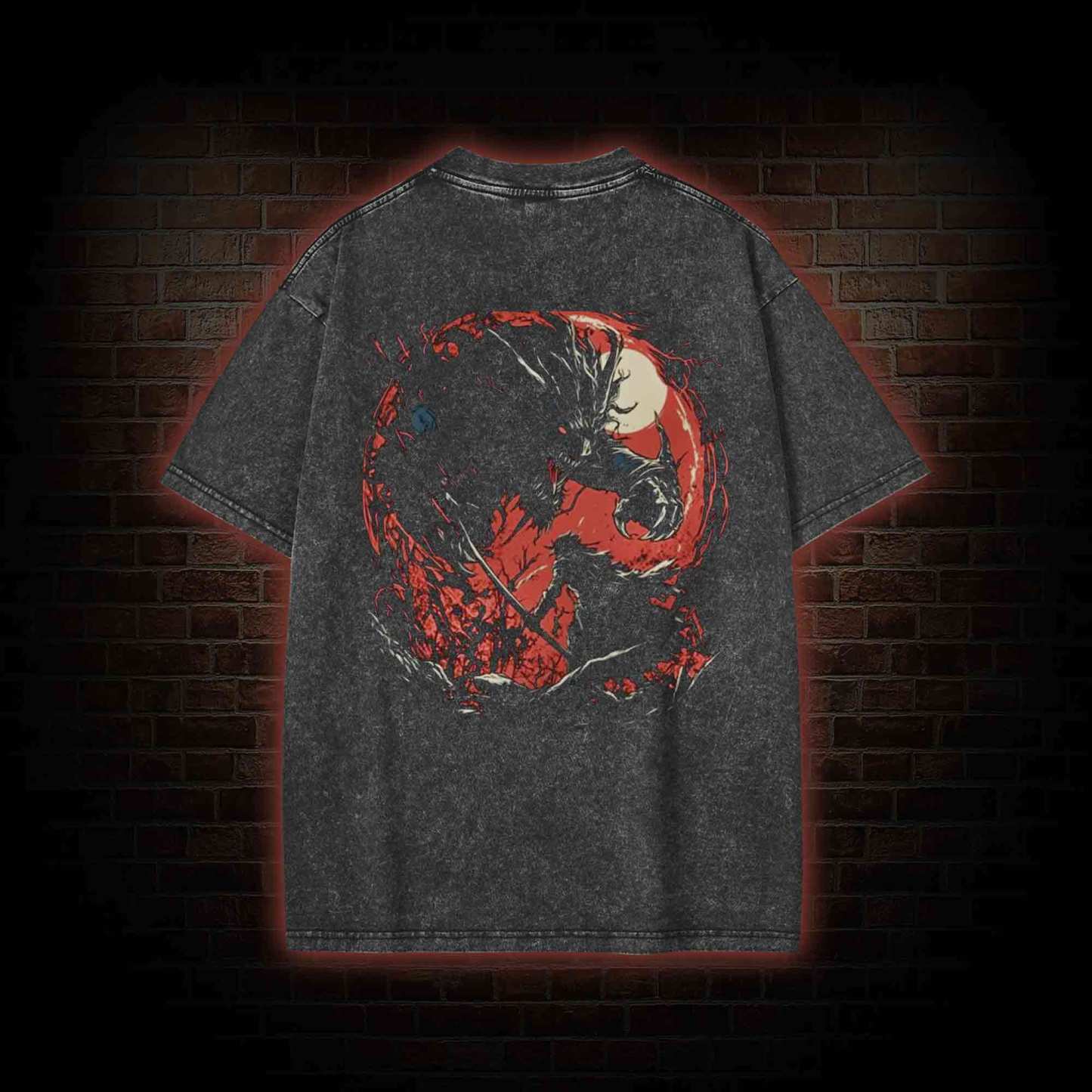Blood Beast Back Print Washed T-shirt
