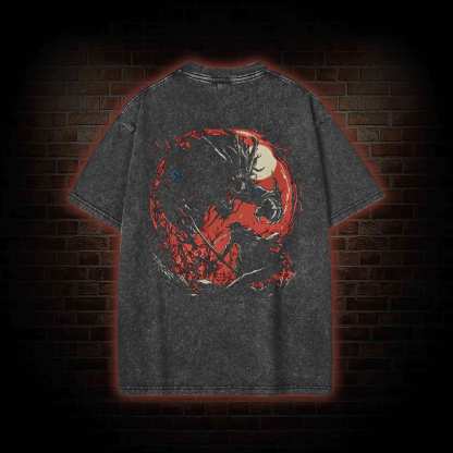Blood Beast Back Print Washed T-shirt