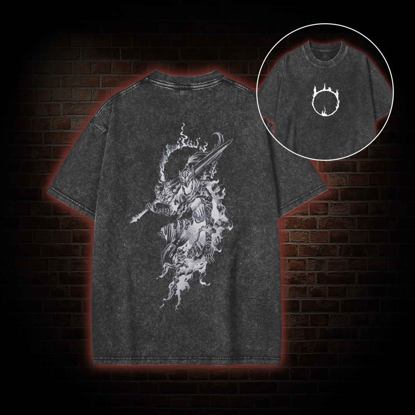 2525 back print Washed T-shirt