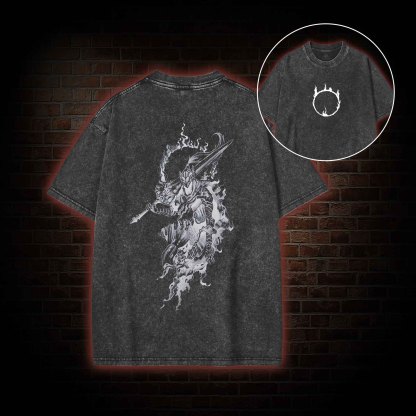 2525 back print Washed T-shirt