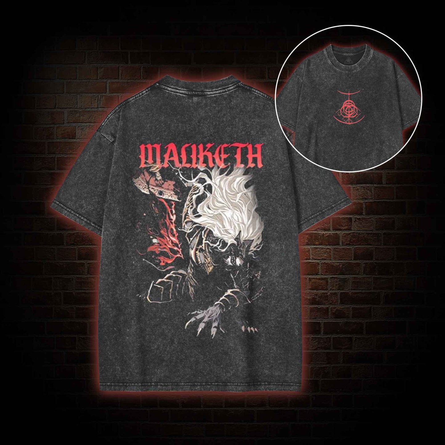 O, Death Become My Blade Once More back print Washed T-shirt