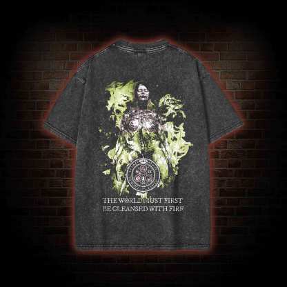 2465 back print Washed T-shirt