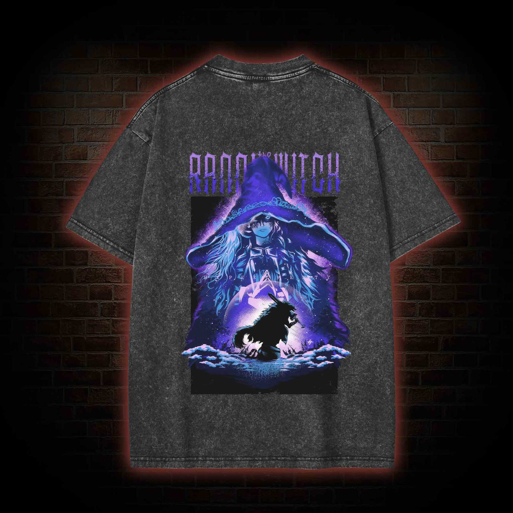 Demigod Witch Back Print Washed T-shirt