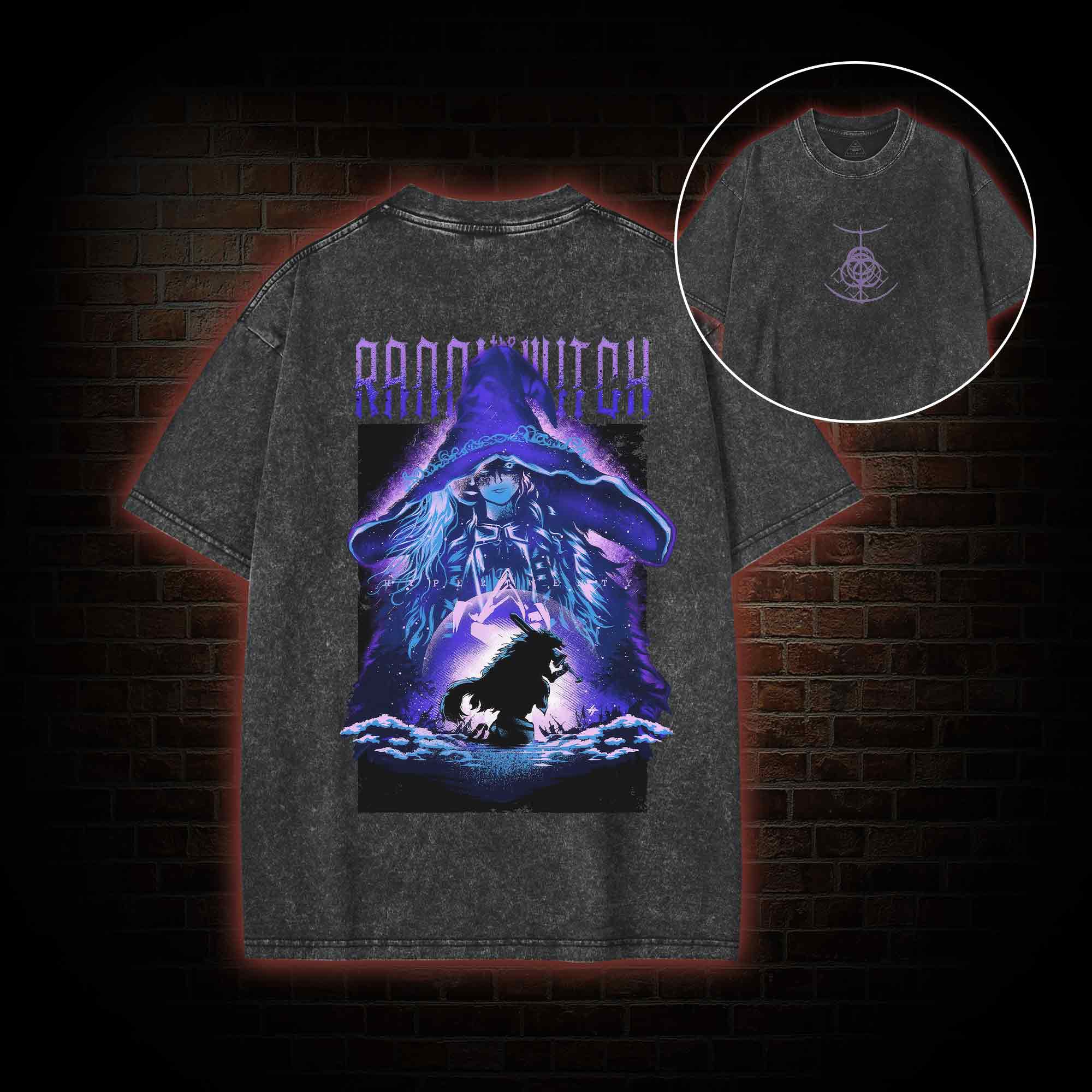 Demigod Witch Back Print Washed T-shirt