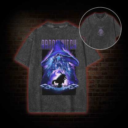 Demigod Witch Back Print Washed T-shirt