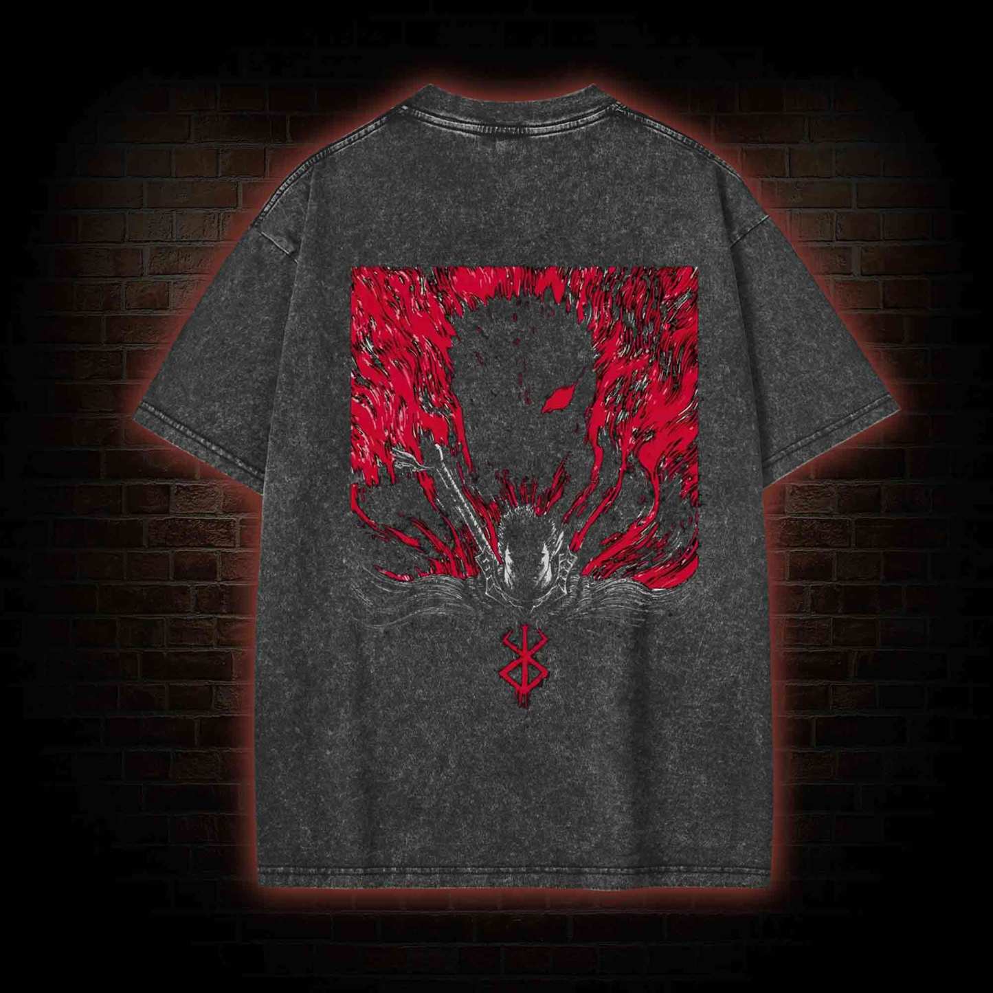 3303 Back Print Washed T-shirt