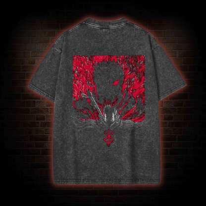 3303 Back Print Washed T-shirt