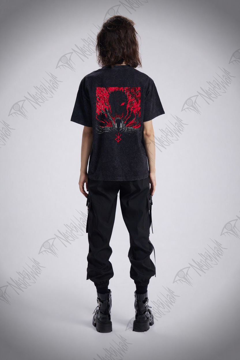 3303 Back Print Washed T-shirt