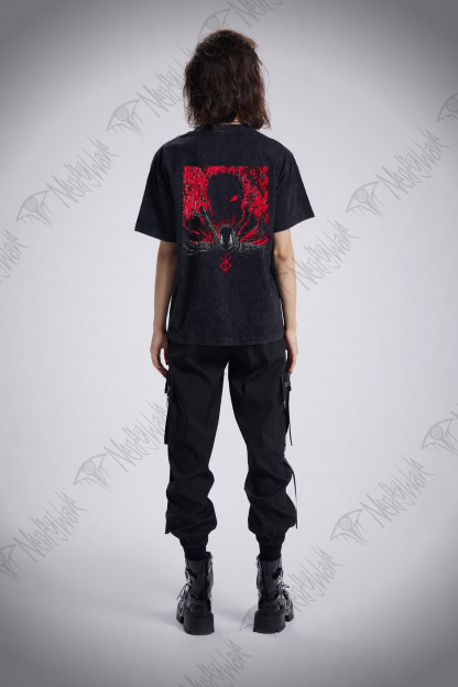 3303 Back Print Washed T-shirt