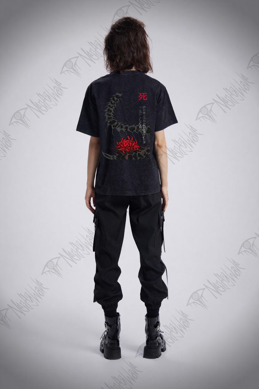 3304 Back Print Washed T-shirt