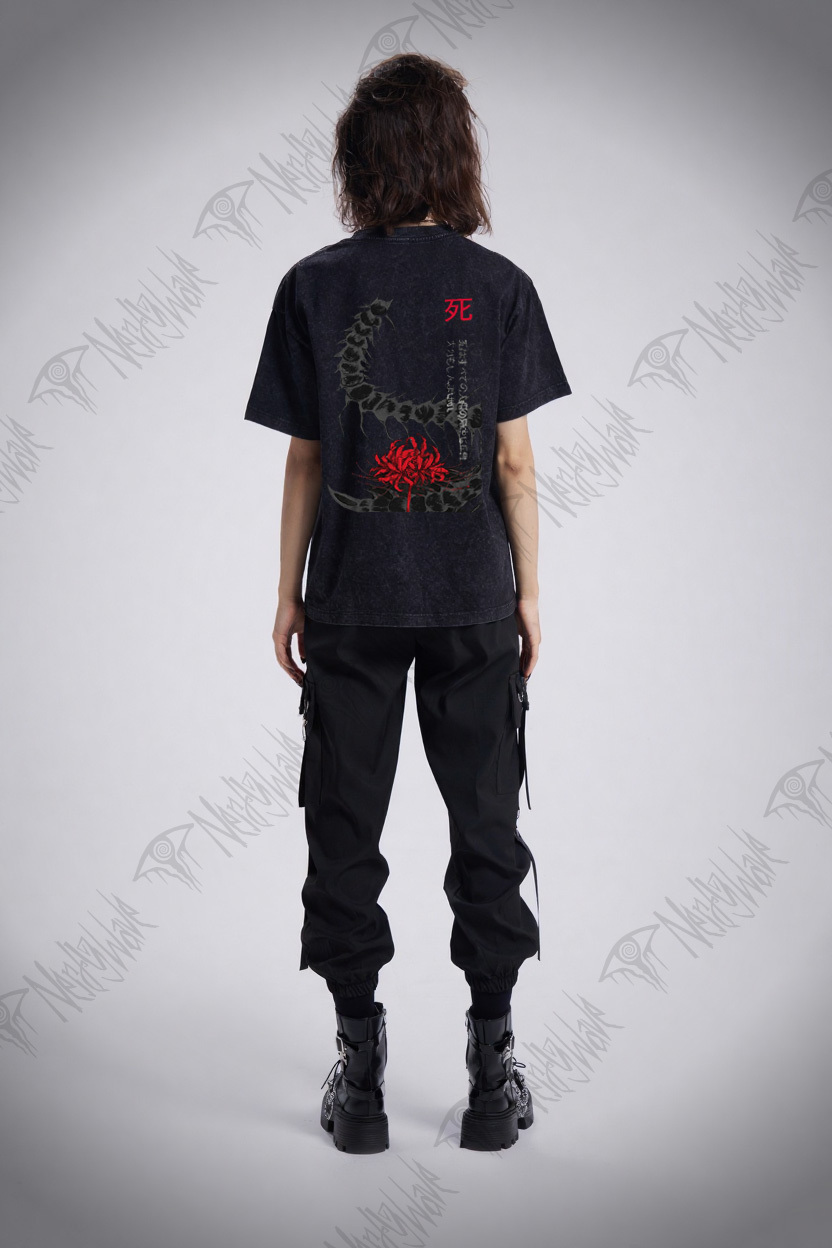 3304 Back Print Washed T-shirt