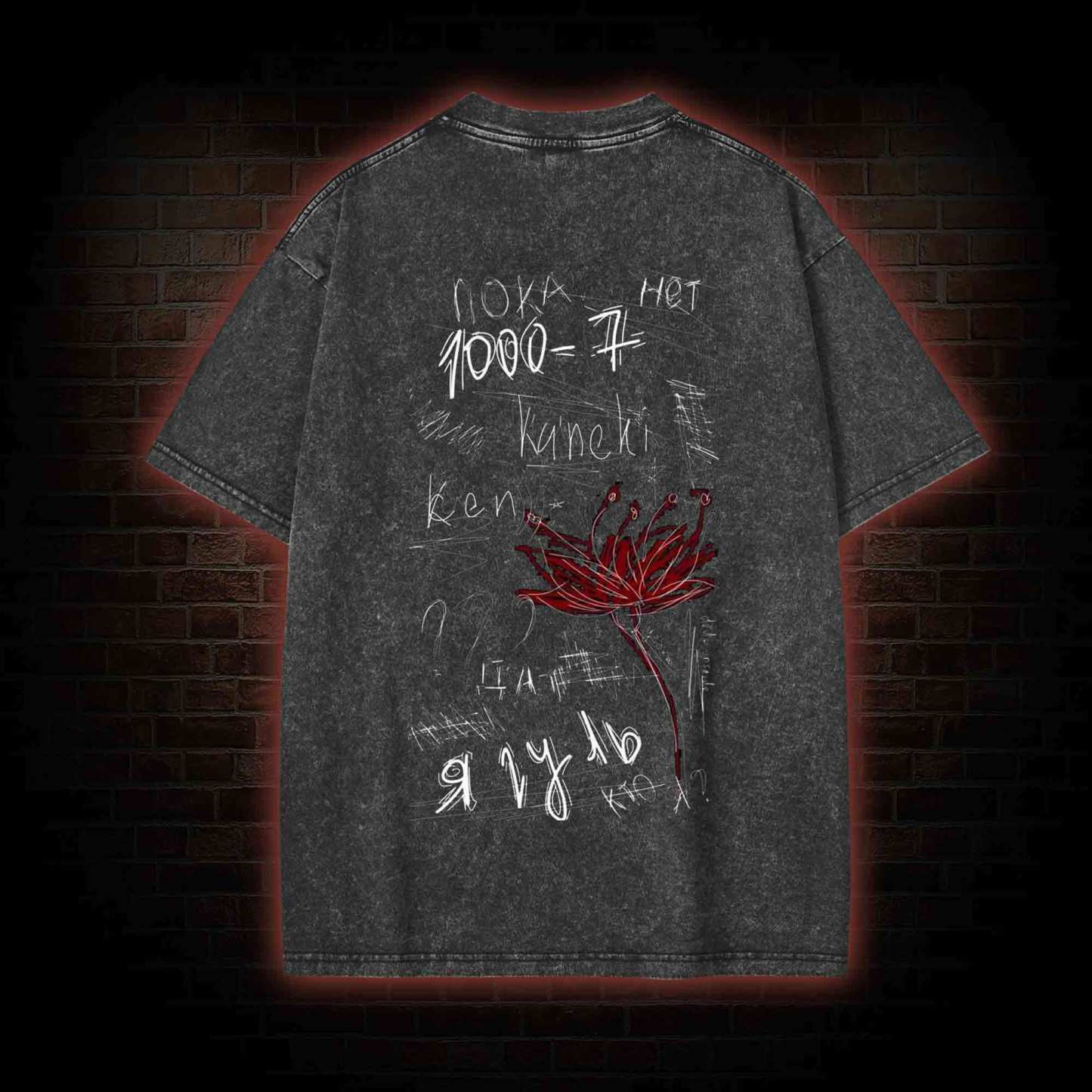 3305 Back Print Washed T-shirt